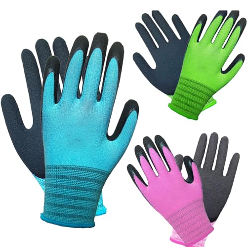 Gavorohans 3 Pairs Gardening Gloves Superior Grip Work Gloves Durable Comfortable Breathable Multipurpose for Gardening Construction, Logistics,warehousing,landscaping (3pairs Medium)