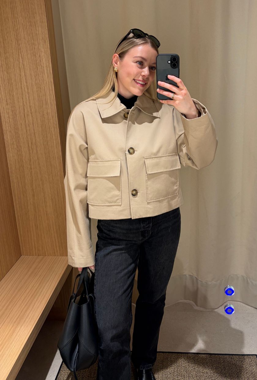 Florrie wearing a Mango jacket