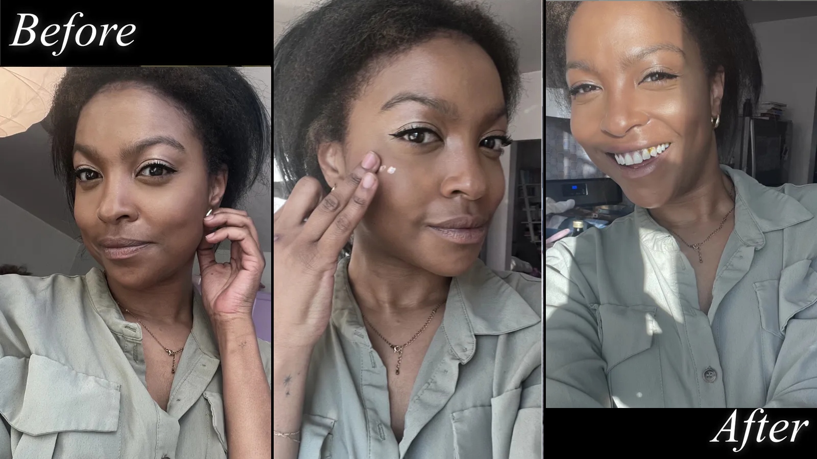 Amanda testing Danessa Myricks Highlighter.