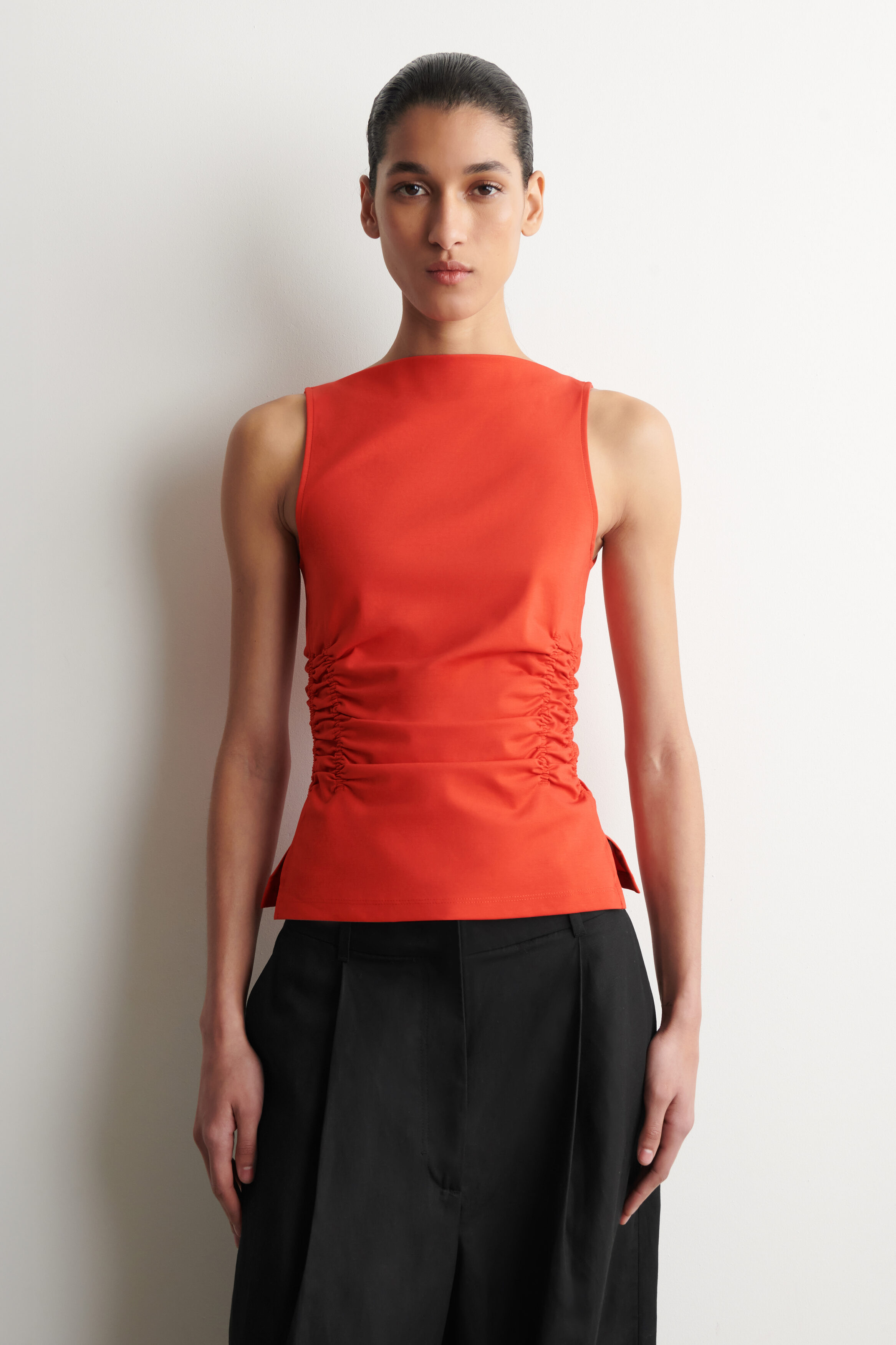 Ruched-Waist Cotton-Jersey Tank Top