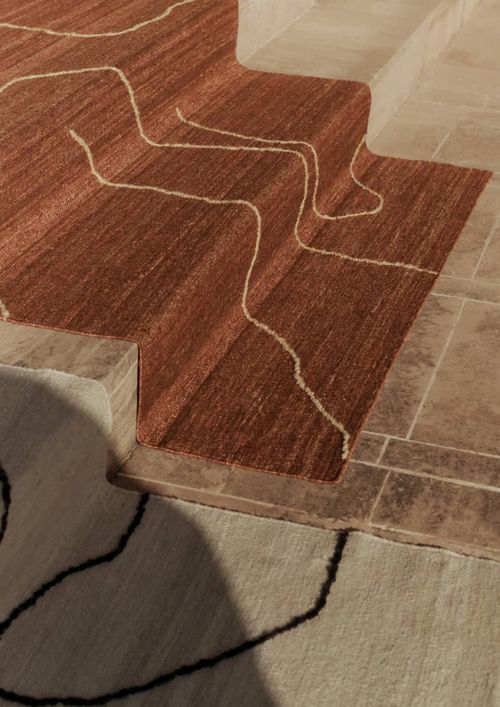 Ferm Living Handwoven Jute Rug Gesso in Terracotta