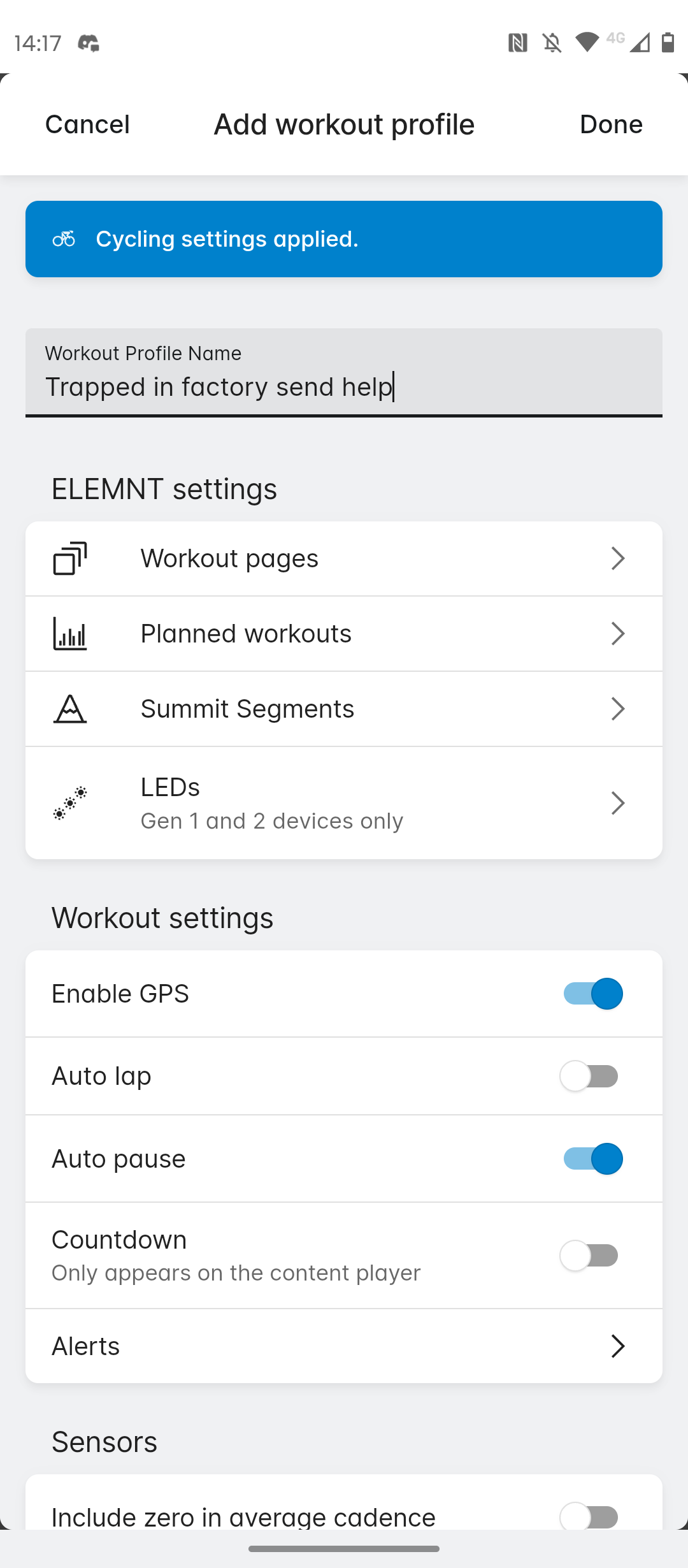 Wahoo Elemnt Ace App