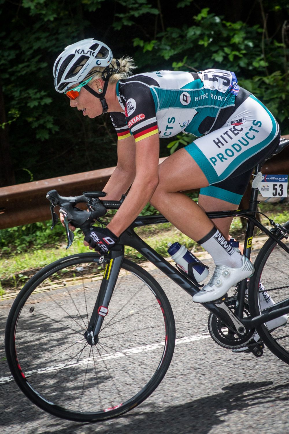 Charlotte Becker (Hitec Products) off the front by herself