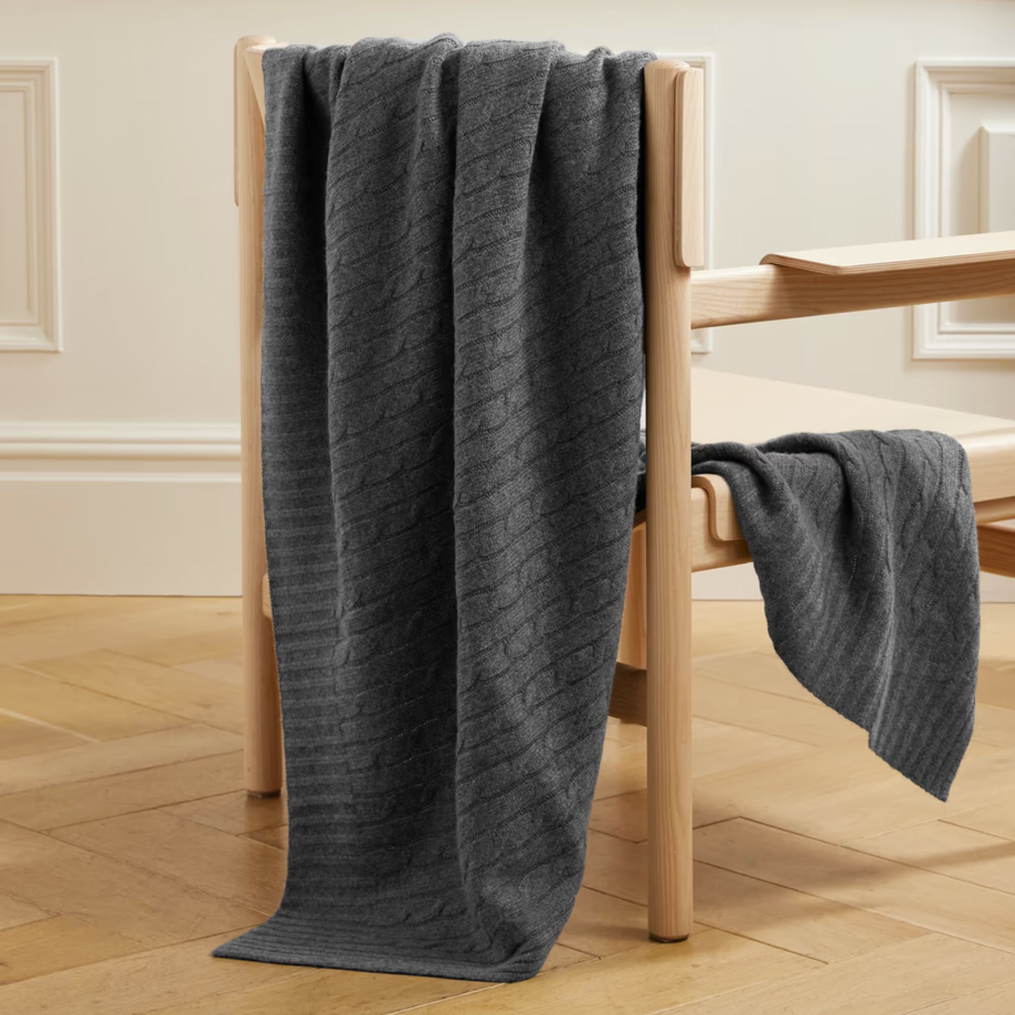 gray cashmere throw blanket