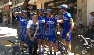 The picture taken of the waitress with Iljo Keisse and teammates