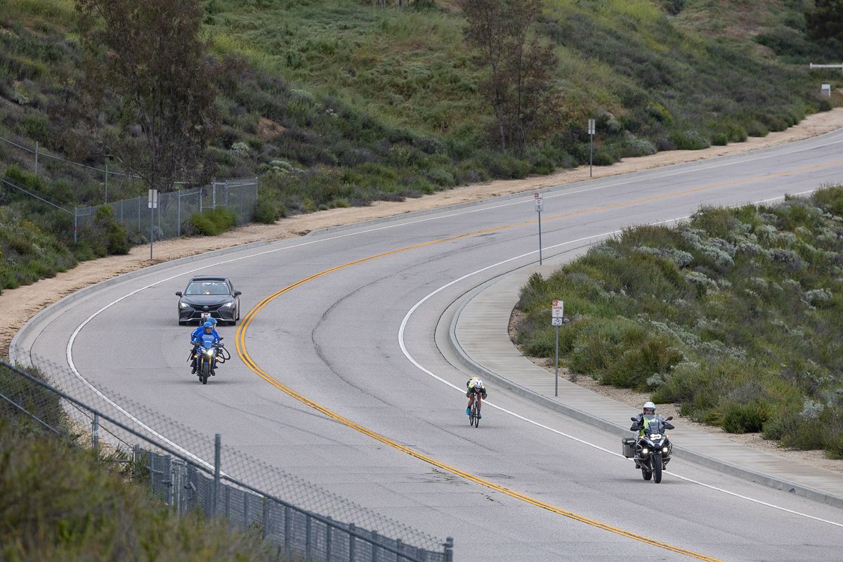 On third lap, lone escapee Aevolo's Evan Boyle had 1:25 on a chase of three riders