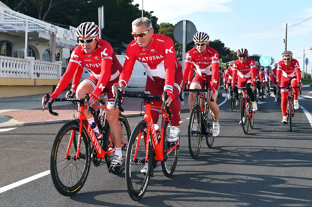 Igor Makarov and Viatcheslav Ekimov in the new Katusha team kit