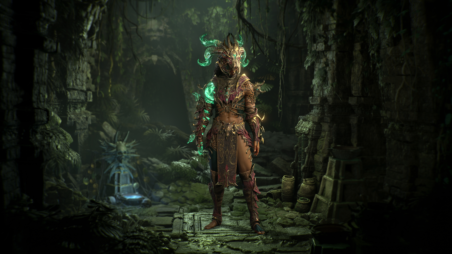 Diablo 4 Vessel of Hatred screenshot showing the Spiritborn class in armor