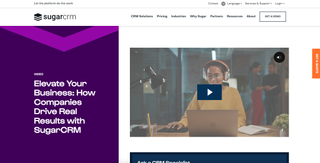 Screenshot of SugarCRM website
