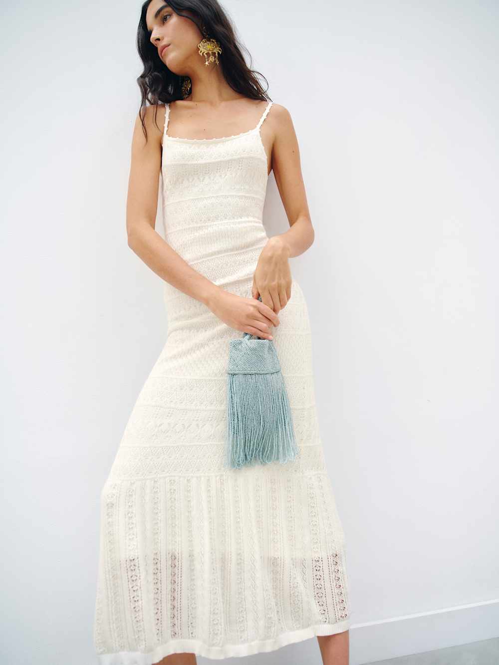 River Cotton Crochet Sweater Dress