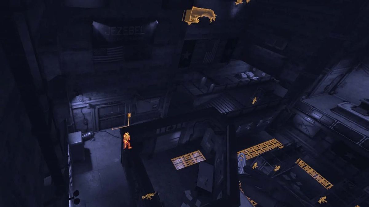 Batman: Arkham Shadow &mdash; First-person view of Batman looking down on enemies from above.