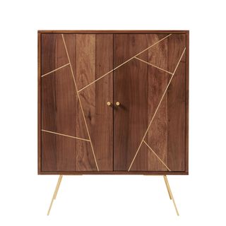 wooden cabinet with metallic strands