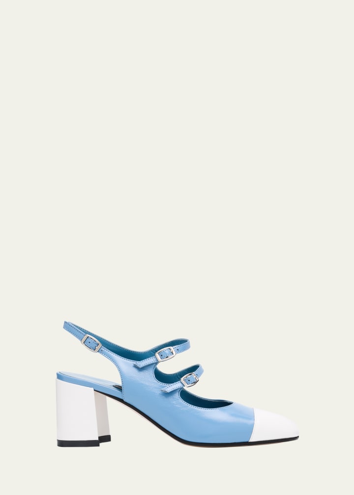 Papaya Metallic Four-Buckle Ballerina Pumps