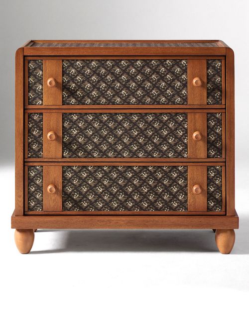 Pierce & Ward 3-Drawer Fabric Inlay Grand Nightstand