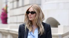 Sienna Miller arriving at a press junket for new sky series 'War', wearing MANGO and Monica Vinader on September 16, 2026 in London, England.