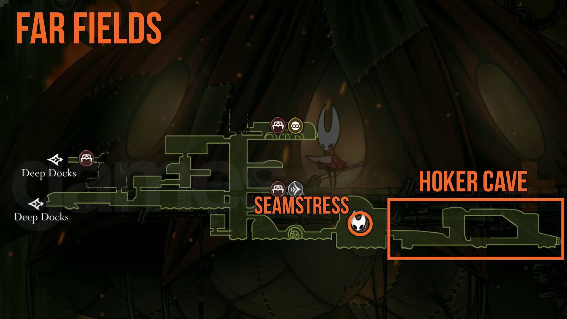 Hollow Knight Silksong Hoker cave map
