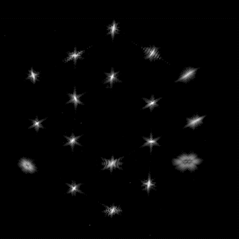 This animation shows the “before” and “after” images from the James Webb Space Telescope's segment alignment phase, when the team corrected large positioning errors of its primary mirror segments and updated the alignment of the secondary mirror.
