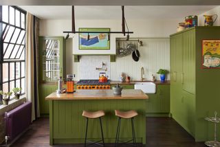 A green toned kitchen