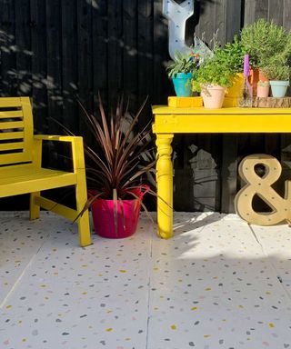 painted patio with terrazzo effect