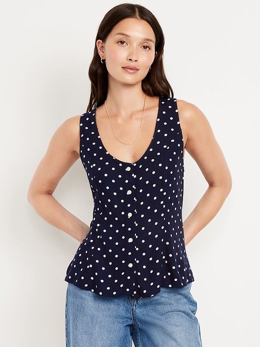 Button-Down Crepe Tank Top