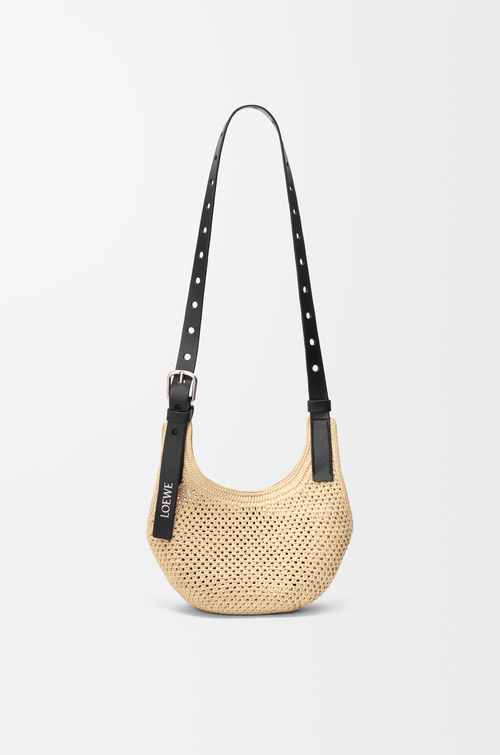 Mini Punch Hole Hobo in Raffia and Calfskin