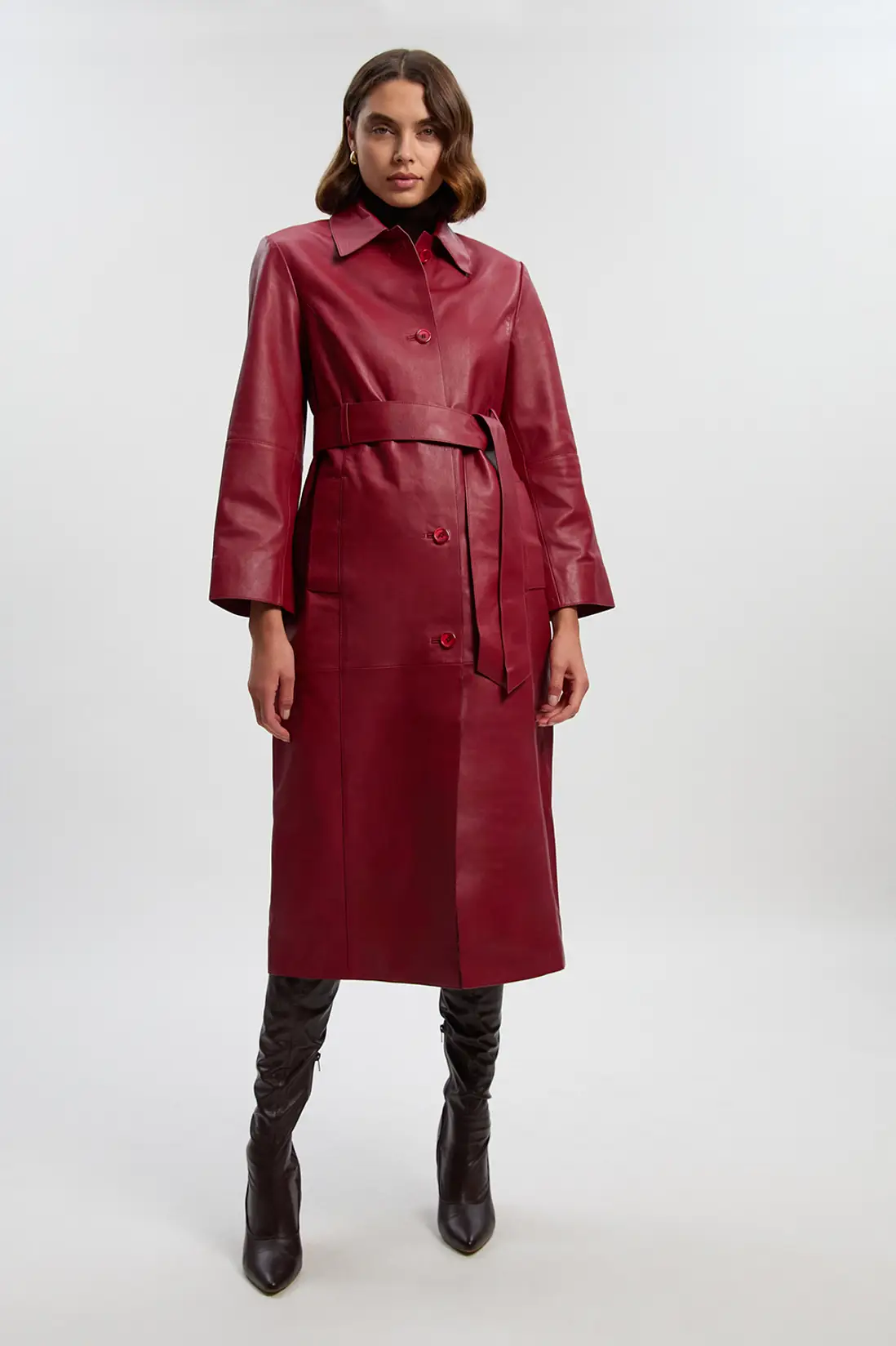Karen Millen, Leather Collared Belted Trench Coat (Was $1,199)