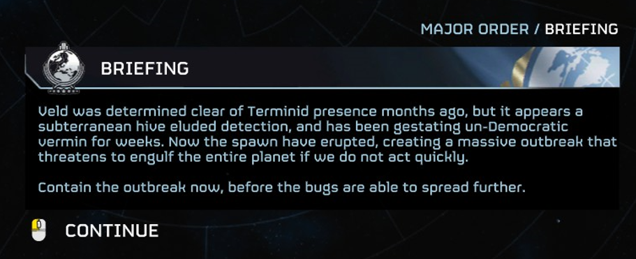 O resumo de Helldivers 2 informa aos jogadores sobre seu próximo objetivo, Veld: um planeta cheio de insetos.