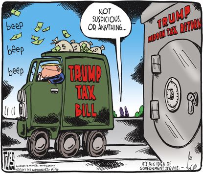 Political cartoon U.S. GOP tax reform Trump