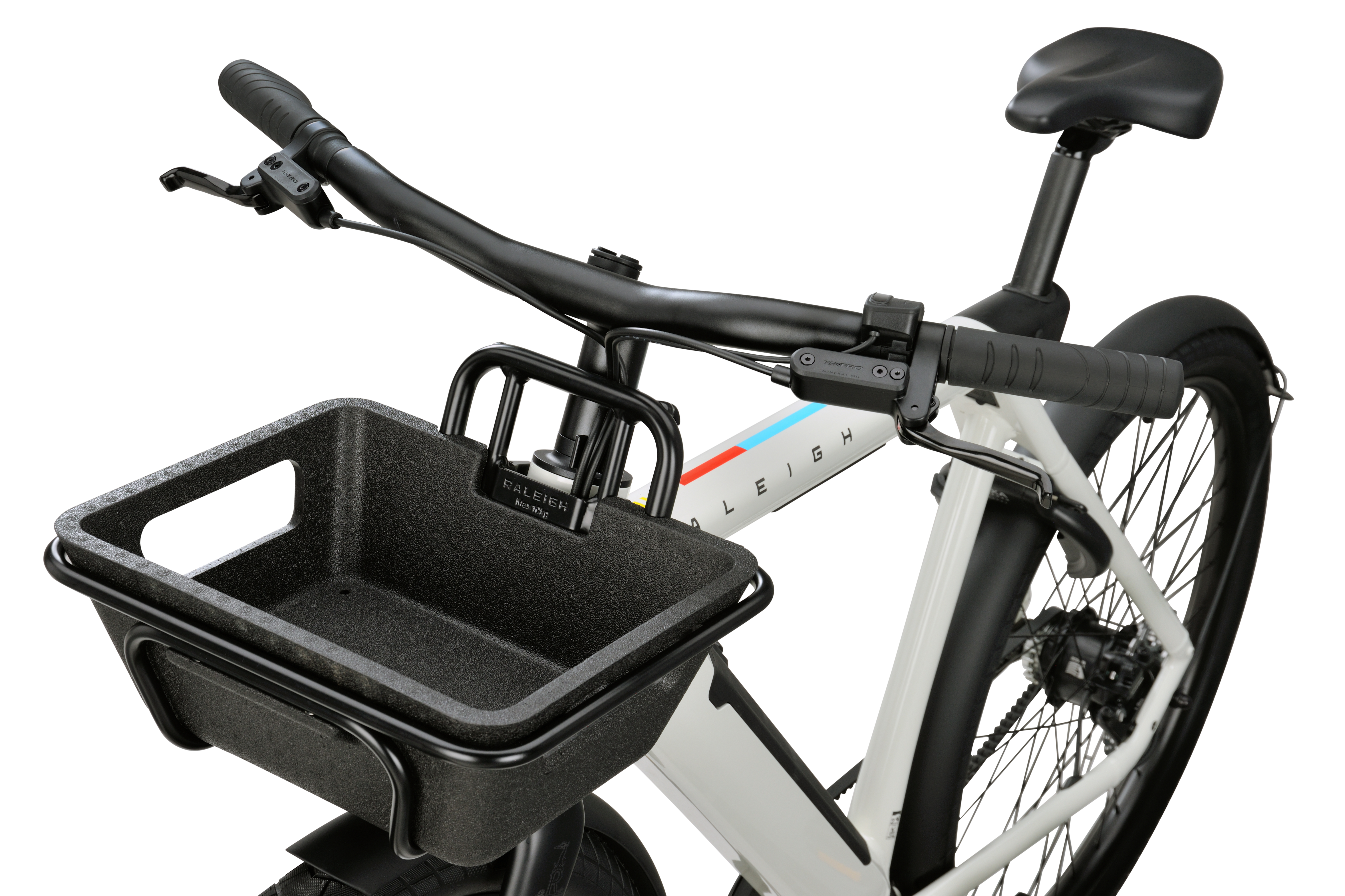 Raleigh ONE e-bike with basket fitted