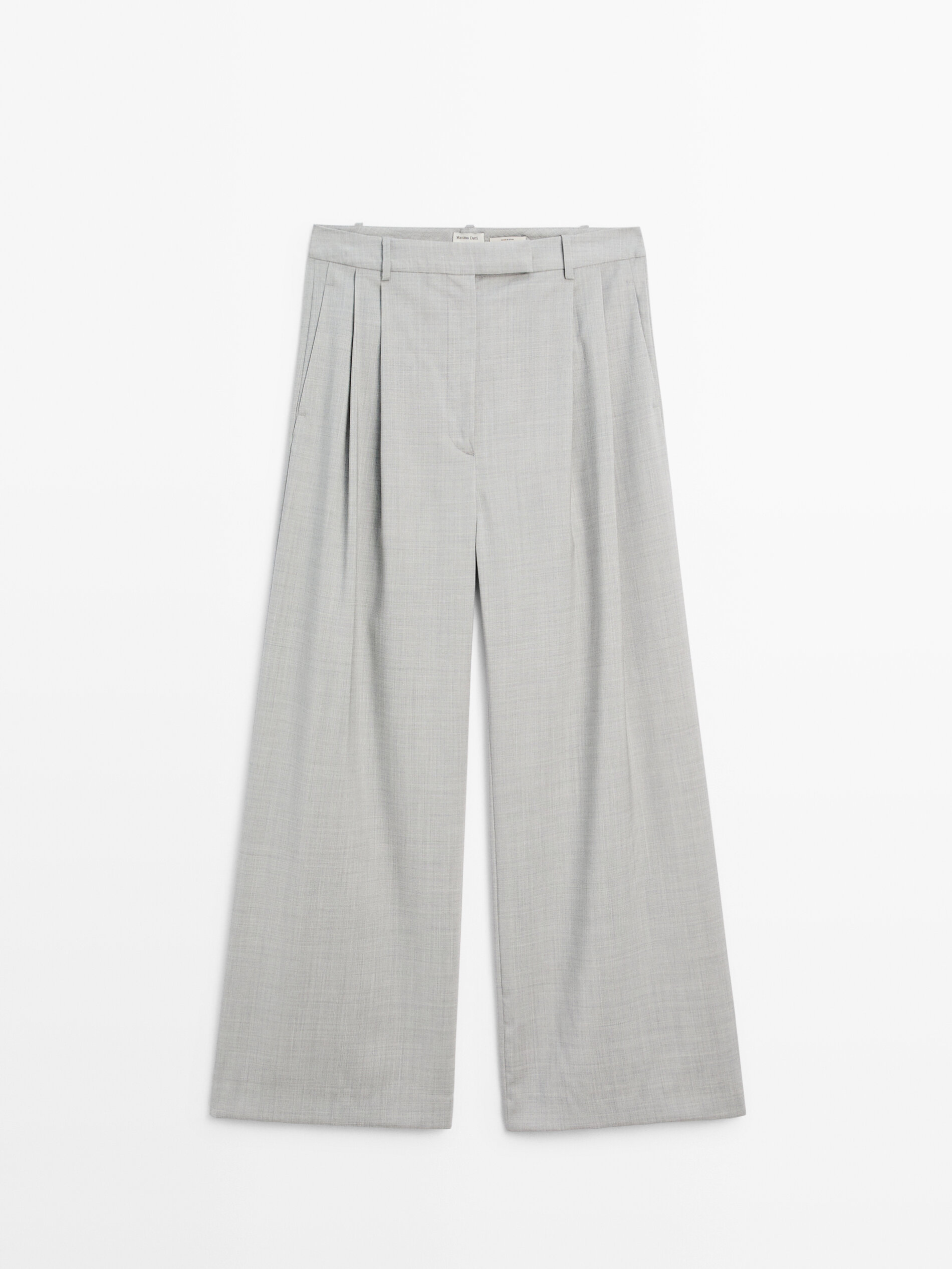 Wide-Leg Darted Wool Pants - Studio