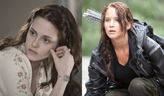 Kristen Stewart in Twilight and Jennifer Lawrence in Hunger Games