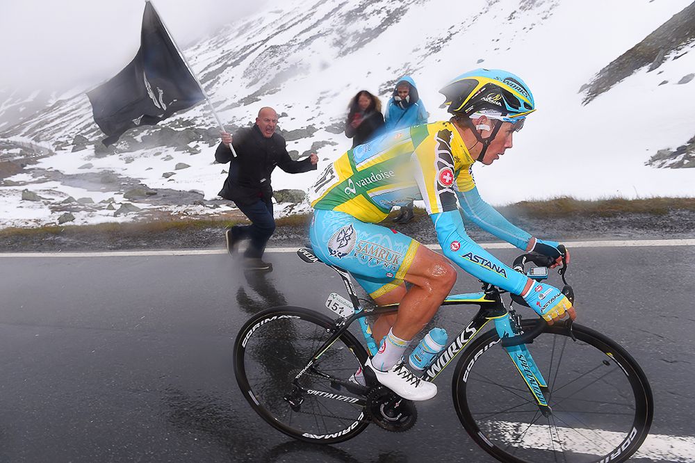 Miguel Angel Lopez on the attack during the finale stage at Tour de Suisse