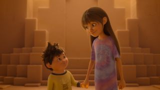 Ellliot and Stevie holding hands in sandman's castle in In Your Dreams