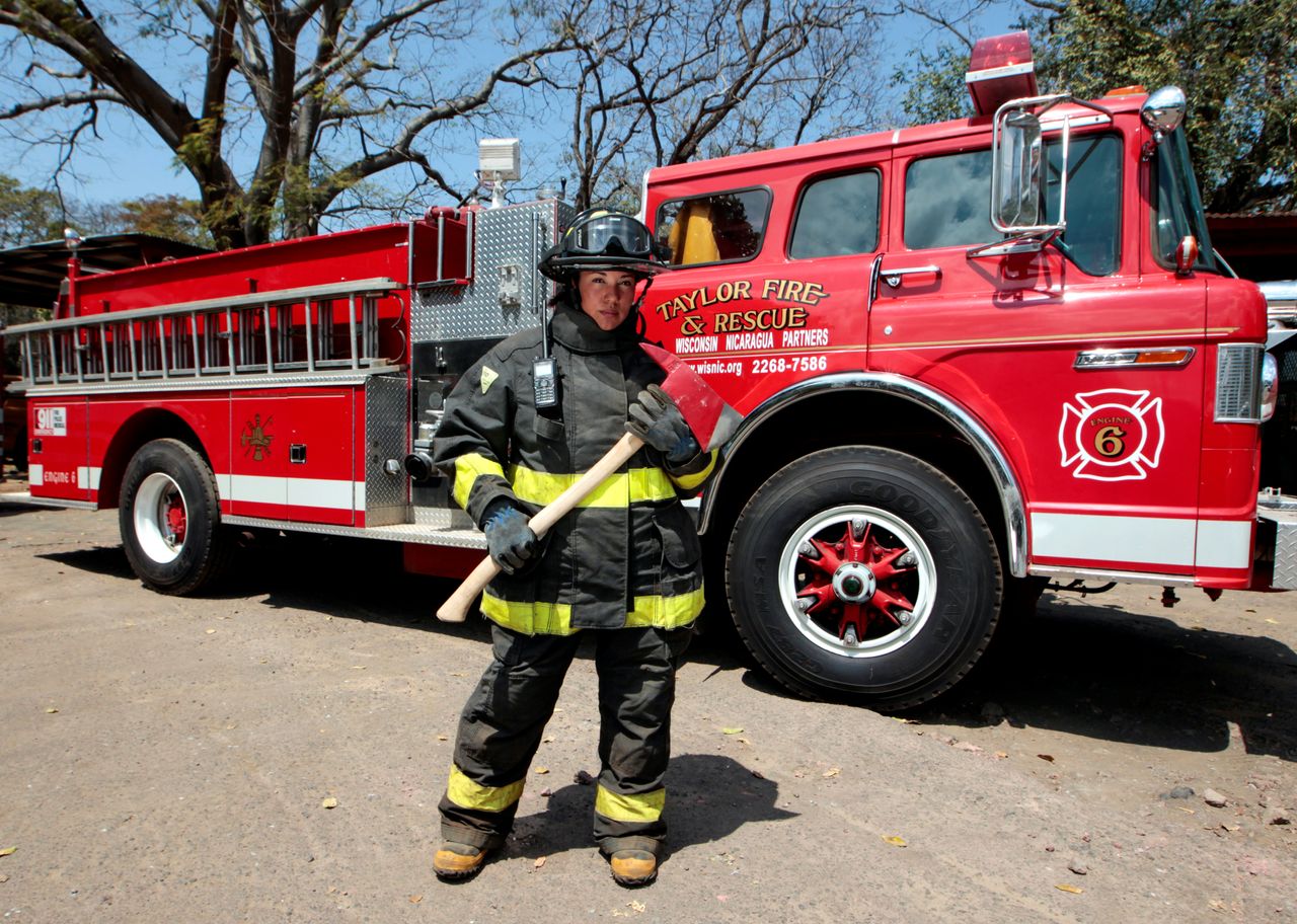 Yolaina Chavez Talavera, 31, a firefighter in Managua, Nicaragua