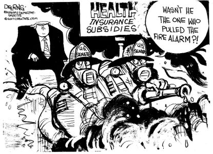 Political cartoon U.S. Trump health insurance subsidies