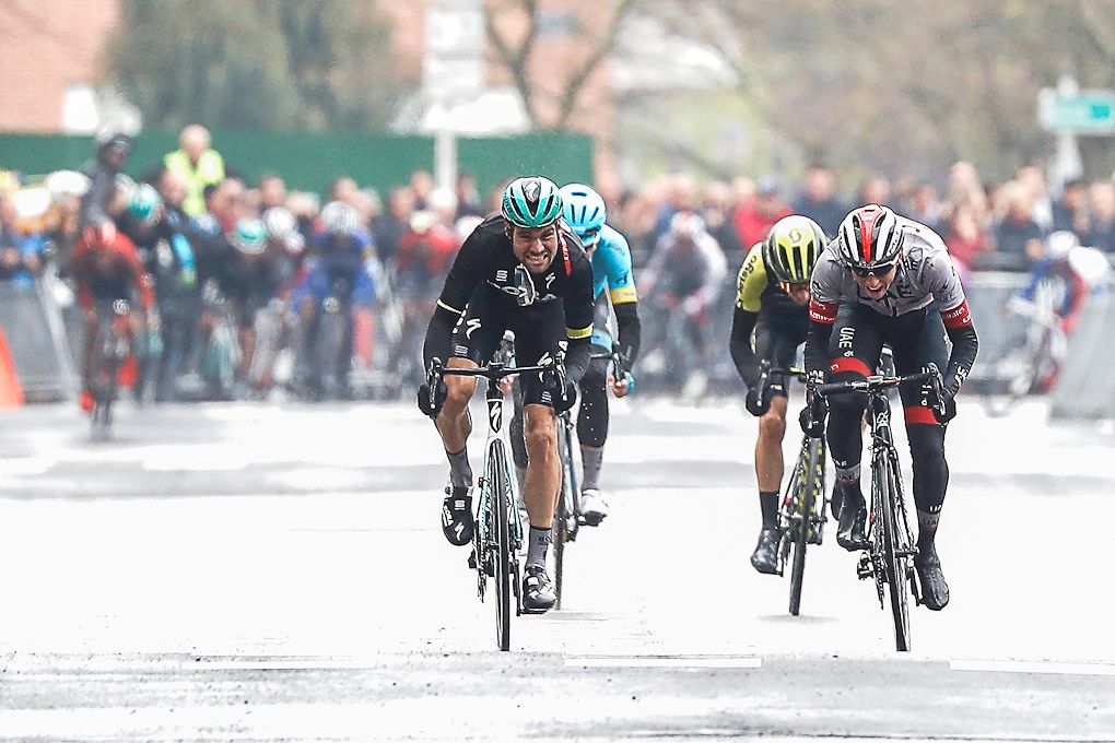 Maximilian Schachmann (Bora-Hansgrohe) and Tadej Pogacar (UAE Team Emirates) finish first and second on stage 4 at Pais Vasco