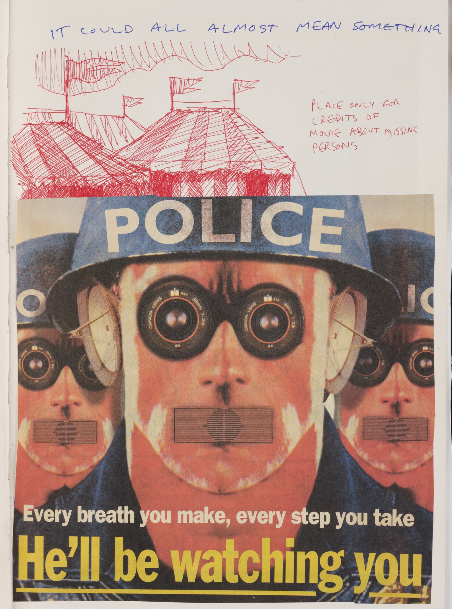 Sketch and poster in notebook