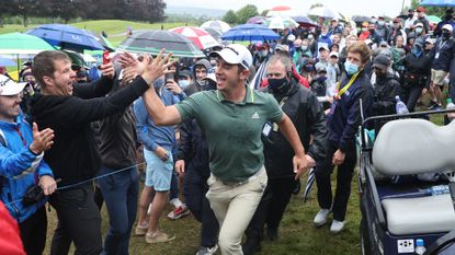 Lucas Herbert celebrates Irish Open win with fans