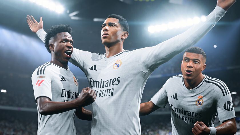 EA Sports FC 25 screenshot of players posing in victory