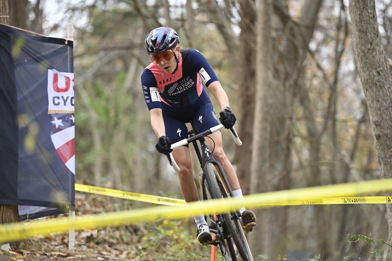 Raylyn Nuss had a solo lead with one and half laps to go