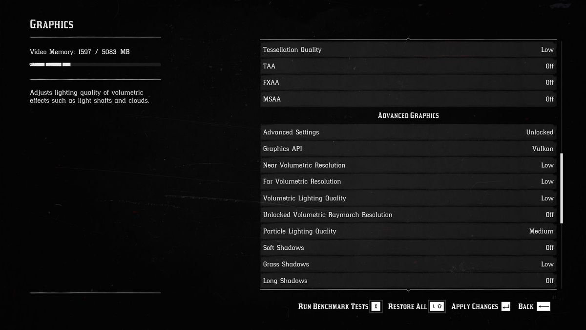 Red Dead Redemption 2 settings