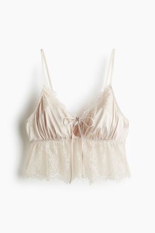 Lace-Trimmed Satin Bralette