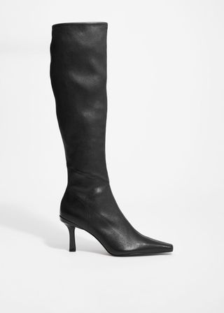 Stretch-Leather Knee Boots