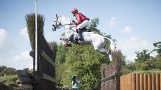 Paul Tapner pictured riding Bonza King of Rouges at Burghley 2017.