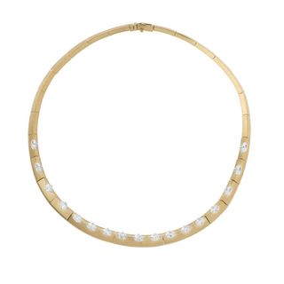 nikoskoulis, Yellow Gold Necklace With White Diamonds