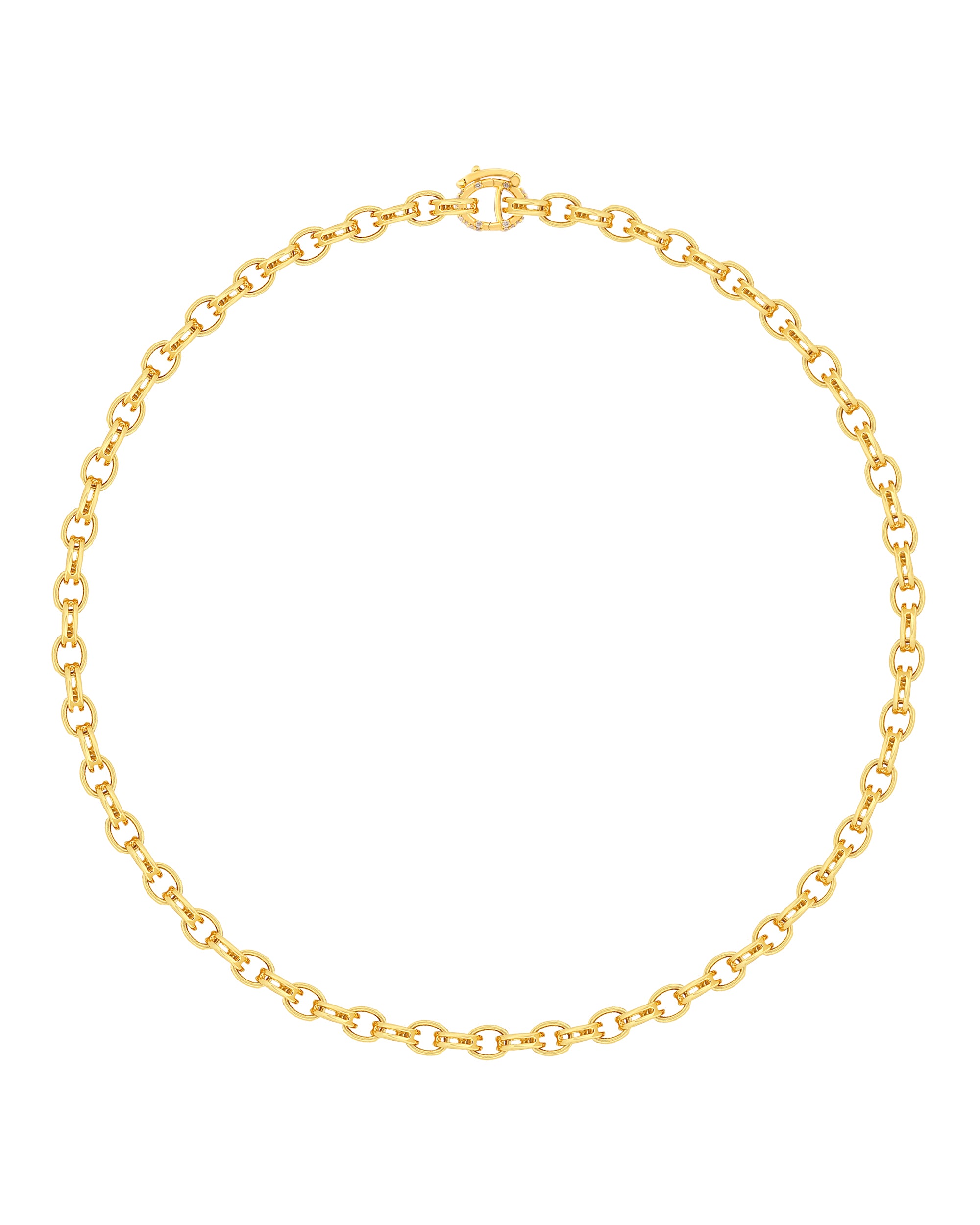 Originals Frame Nano Link Gold Necklace Pave Clasp