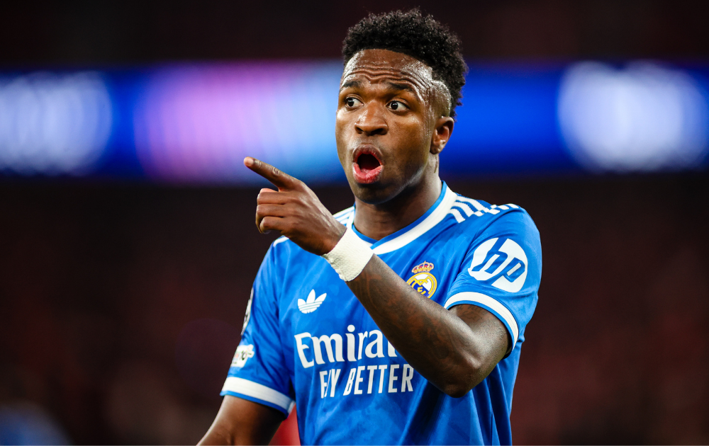 Real Madrid's Vinicius Junior during the UEFA Champions League 2025/26 League Knockout Play-off First Leg match between SL Benfica and Real Madrid C.F. at Estadio do SL Benfica on February 17, 2026 in Lisbon, Portugal.