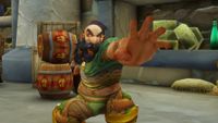 A screenshot of the World of Warcraft: Forever beta. A Dwarf raises his hand toward the screen with an angry look on his face.
