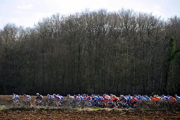 The peloton struggled with strong cross-winds, which the event is known for, today.