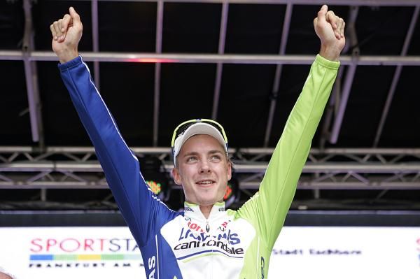 Moreno Moser (Liquigas-Cannondale) celebrates his second pro win